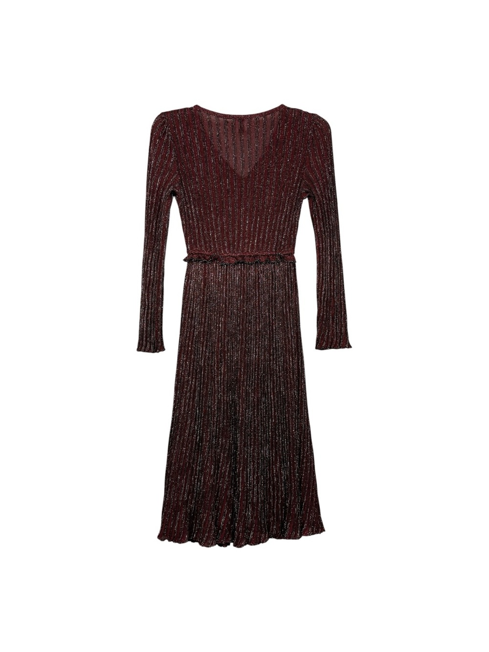 Missoni Metallic Ribbed V Neck Long Sleeve Dress - Picture 3 of 8